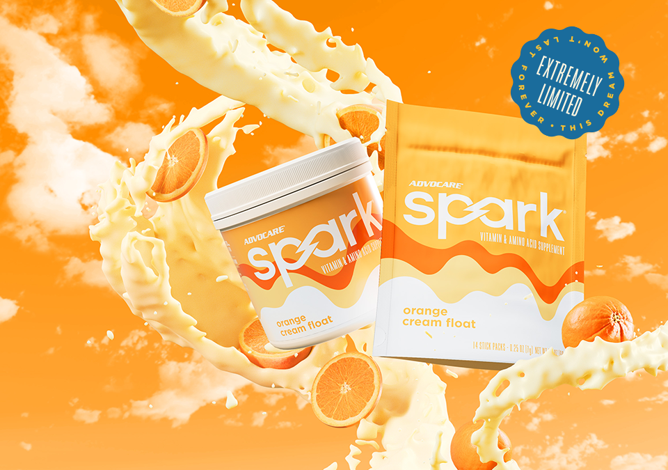This Dream Won't Last! Extremely Limited! Spark ORange Cream Float Canister and Gusset Bag against an Orange Sky.